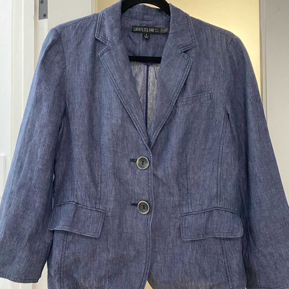 Lafayette 148 New York 100% linen blue blazer